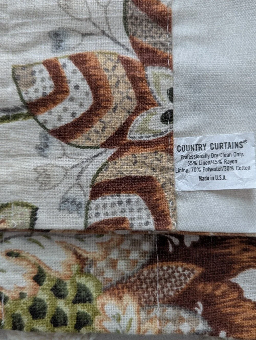 Vintage Garden Country Curtains Set Of Two Valances Jacobean Linen Blend Cottage